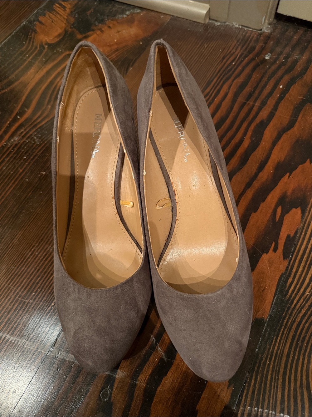 Women's Merona Taupe Suede Classic Round-Toe Wedges